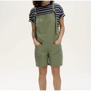 Lucy & Yak Original Dungaree Shorts in Green Bay Size 6R Granola Girl Casual